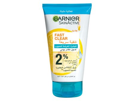 Garnier Fast Clear [2%] Salicylic Acid & Vitamin C - 3-in-1 Anti-Acne Exfoliating Wash 150ML For Sale