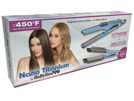 BaBylissPro - Nano Titanium Ultrasonic Cool Mist Iron 1-1 4  + Nano Titanium Omni Styler 1-1 4  Combo Online now