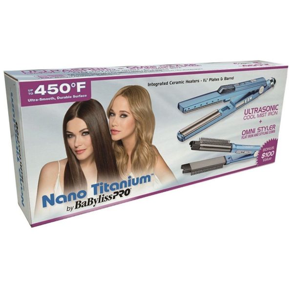 BaBylissPro - Nano Titanium Ultrasonic Cool Mist Iron 1-1 4  + Nano Titanium Omni Styler 1-1 4  Combo Online now