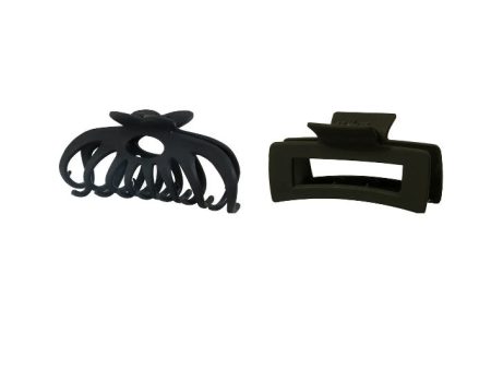 Set of 2 Hair Clips Black Fashion