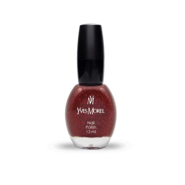 Yves Morel Cosmetics Nail Polish - 81 Dark Red Glitter For Sale