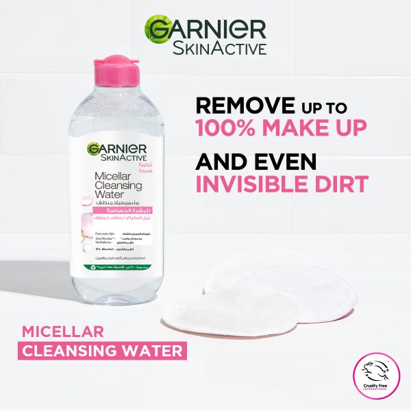 Garnier Micellar Cleansing Water Pink for sensitive skin (available in 3 sizes). Online now