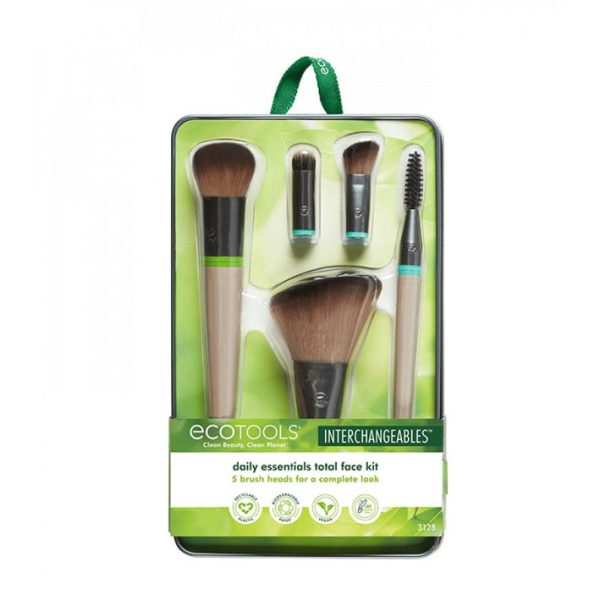 Ecotools Face Kit Interchangeable Makeup Brush Set with 5 Brushes Storage Tin Cheap