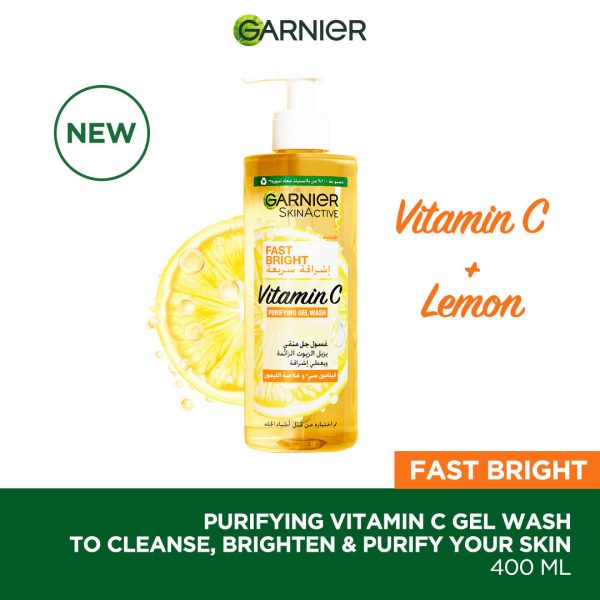 Garnier Fast Bright Vitamin C Brightening Purifying Face Gel Wash 400 ML Online Hot Sale