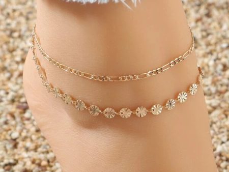 2pcs Metallic Disc Decor Anklet Fashion